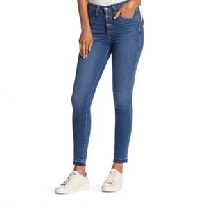 Madewell Button-Front 10" High-Rise Skinny Denim Jeans Drop-Hem Edition 32